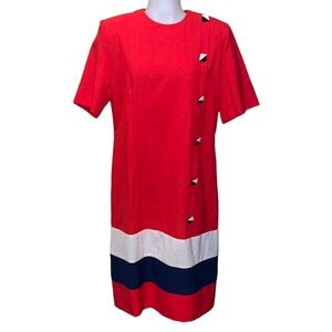 Vintage 80s/90s AROUND TOWN Red/White/Blue Dress~NWT~12P